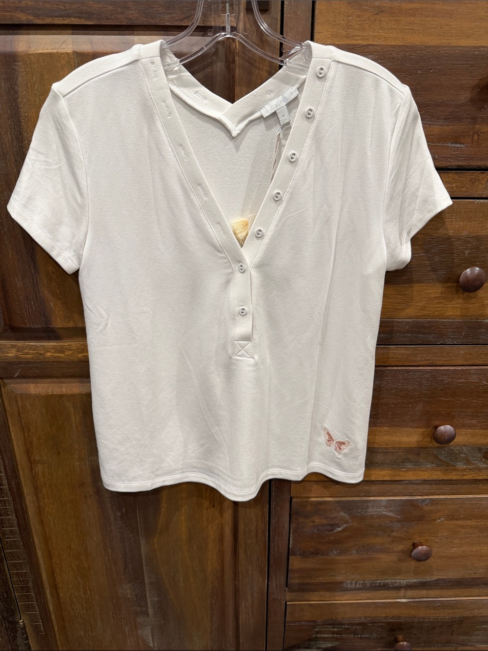 Johnny Was Modal Jersey Button V-Neck Tee